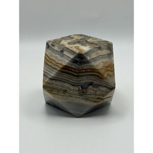 Vintage Onyx Quartz Marble‎ Geometric Paperweight Decorative Tonal Natural Brown